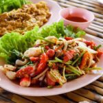 Sliced Vegetable and Cooked Food on White Ceramic Plate