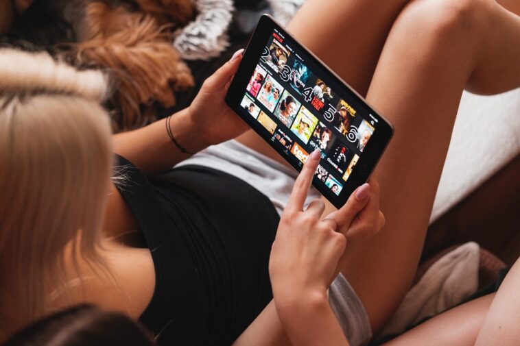 tablet, girl, netflix