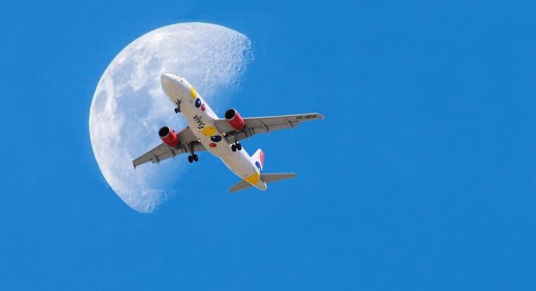 plane, moon, heaven