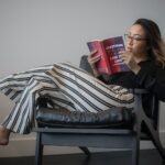 woman reading book