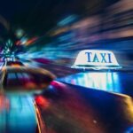 yellow taxi time lapse photography