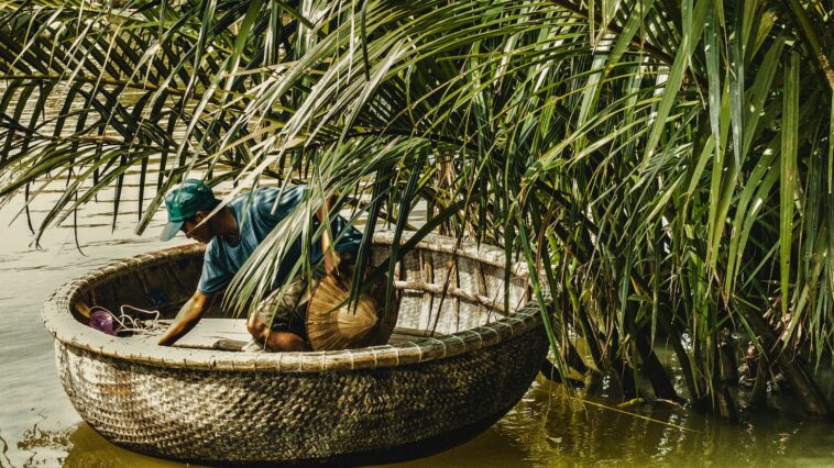 man in brown wicker basket