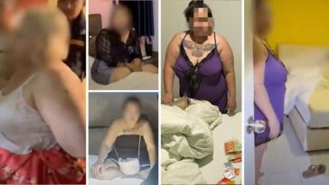 תצלום נשים שמנות שנתפסו בווילה במהלך מסיבת ילדה שמנה, אליה פרצה המשטרה, לאחר דיווח סוכנים סמויים כי מתקיים במקום סקס אסור